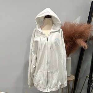 Women's White Hooded Moments Zip Up